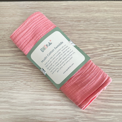 Muslin Cotton Swaddle - Coral Pink